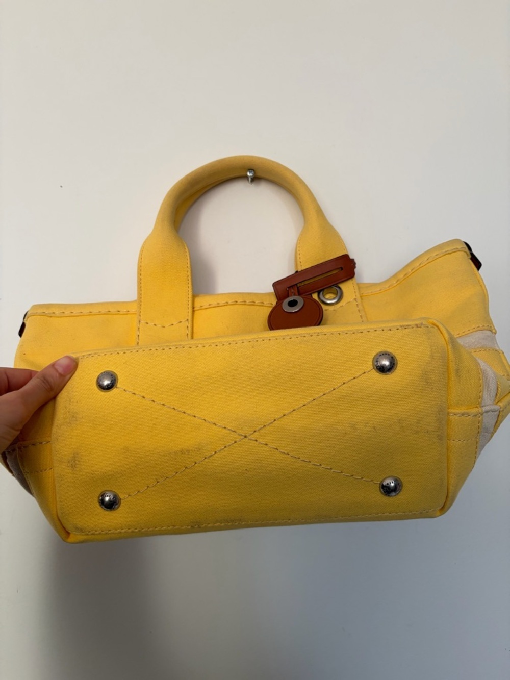 Marc Jacobs St Tropez Blue, Yellow Canvas Black & White Sequins Small Tote - Picture 4 of 16